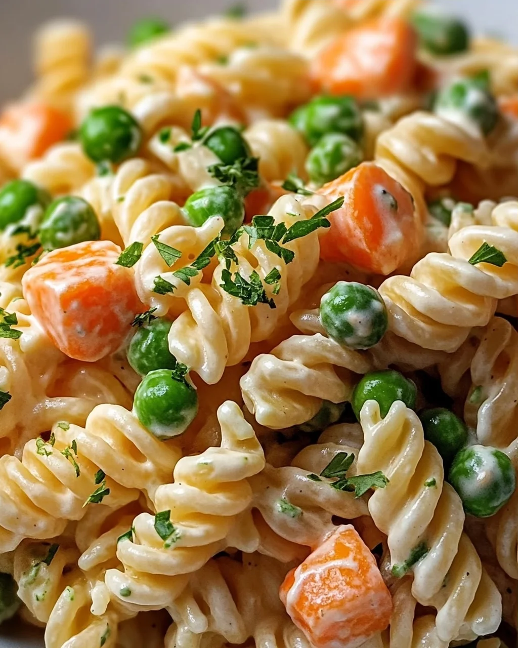 Cremiger Nudelsalat mit Erbsen und Möhren – Ein Genuss!