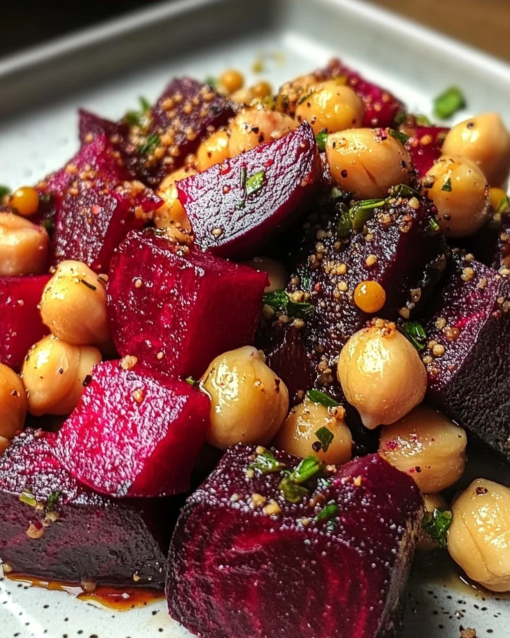 Geröstete Rote Bete mit Knoblauch & Kichererbsen