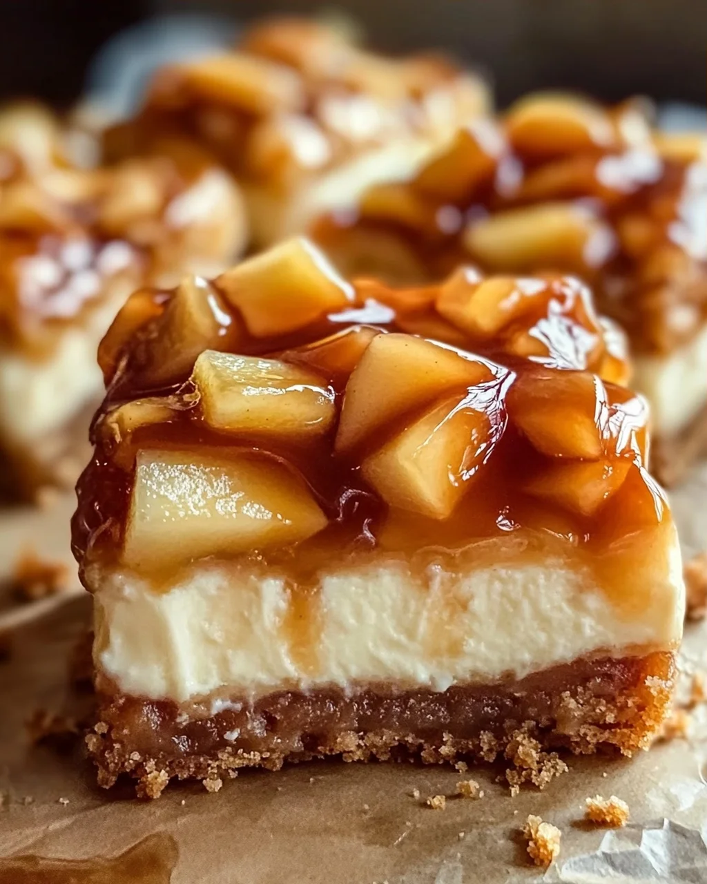 Himmlische Karamell Apfel Cheesecake Bars