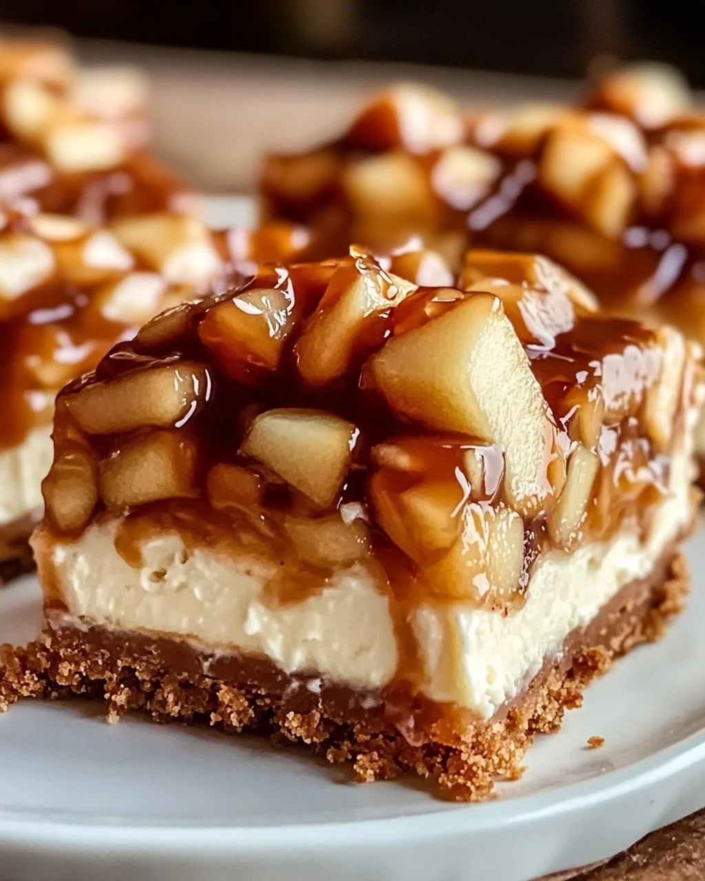 Himmlische Karamell Apfel Cheesecake Bars