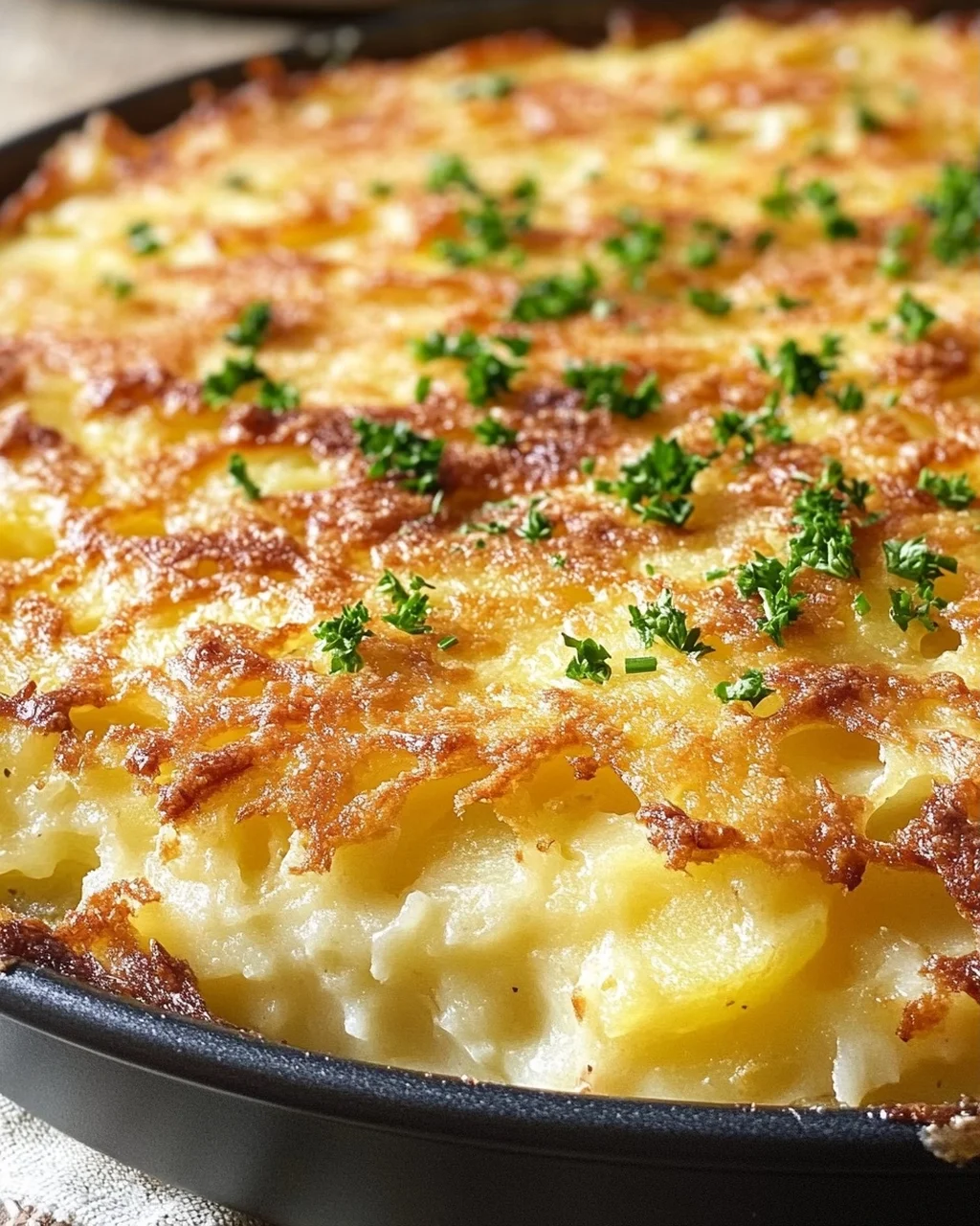 Hüttenkäse Kartoffelrösti Auflauf