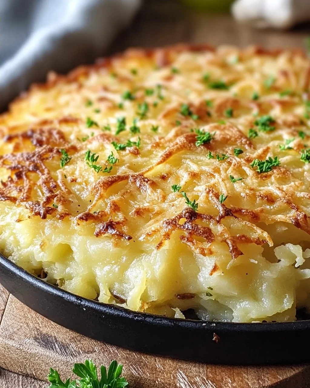 Hüttenkäse Kartoffelrösti Auflauf