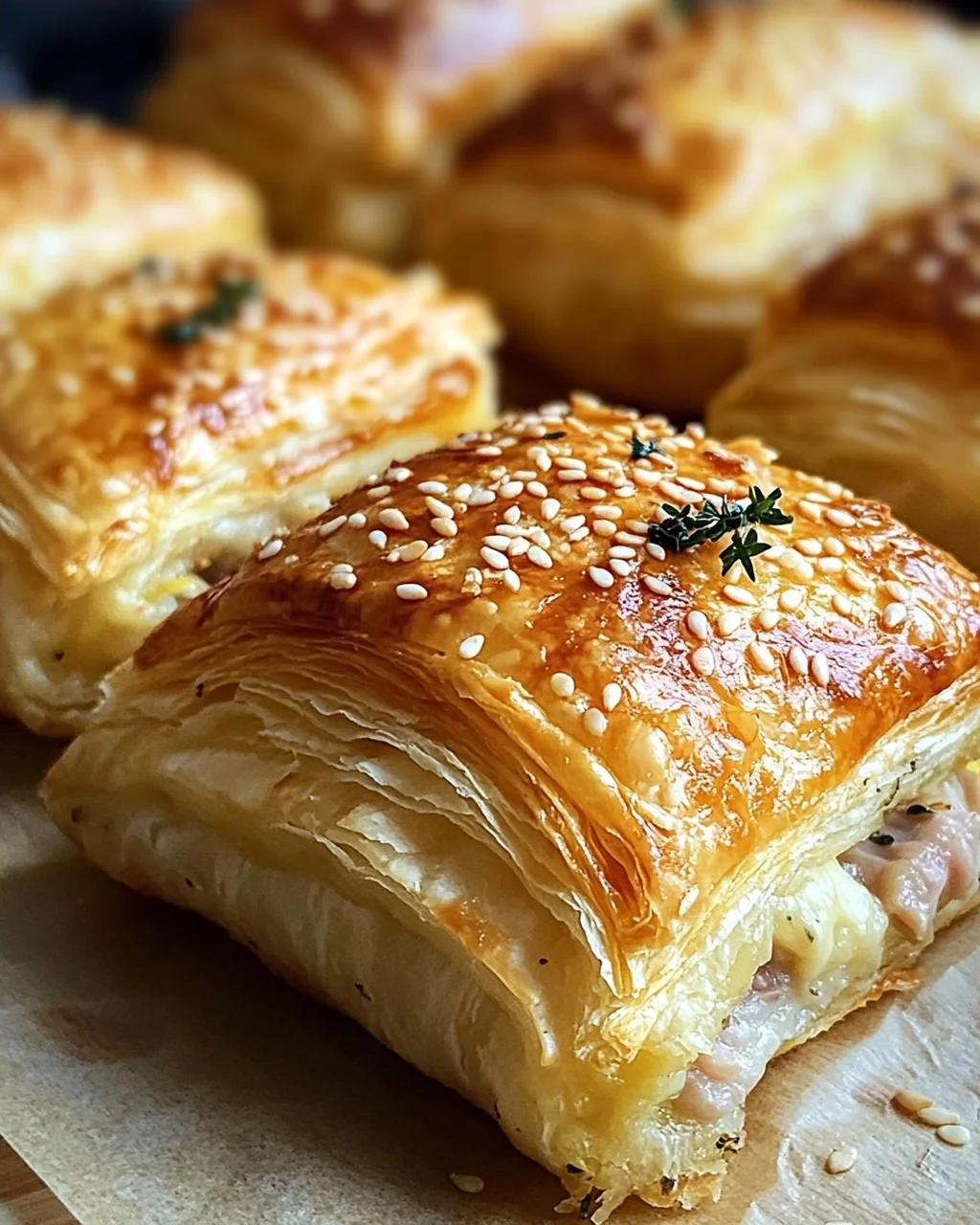 Leckere Blätterteig Puten-Käse Snacks