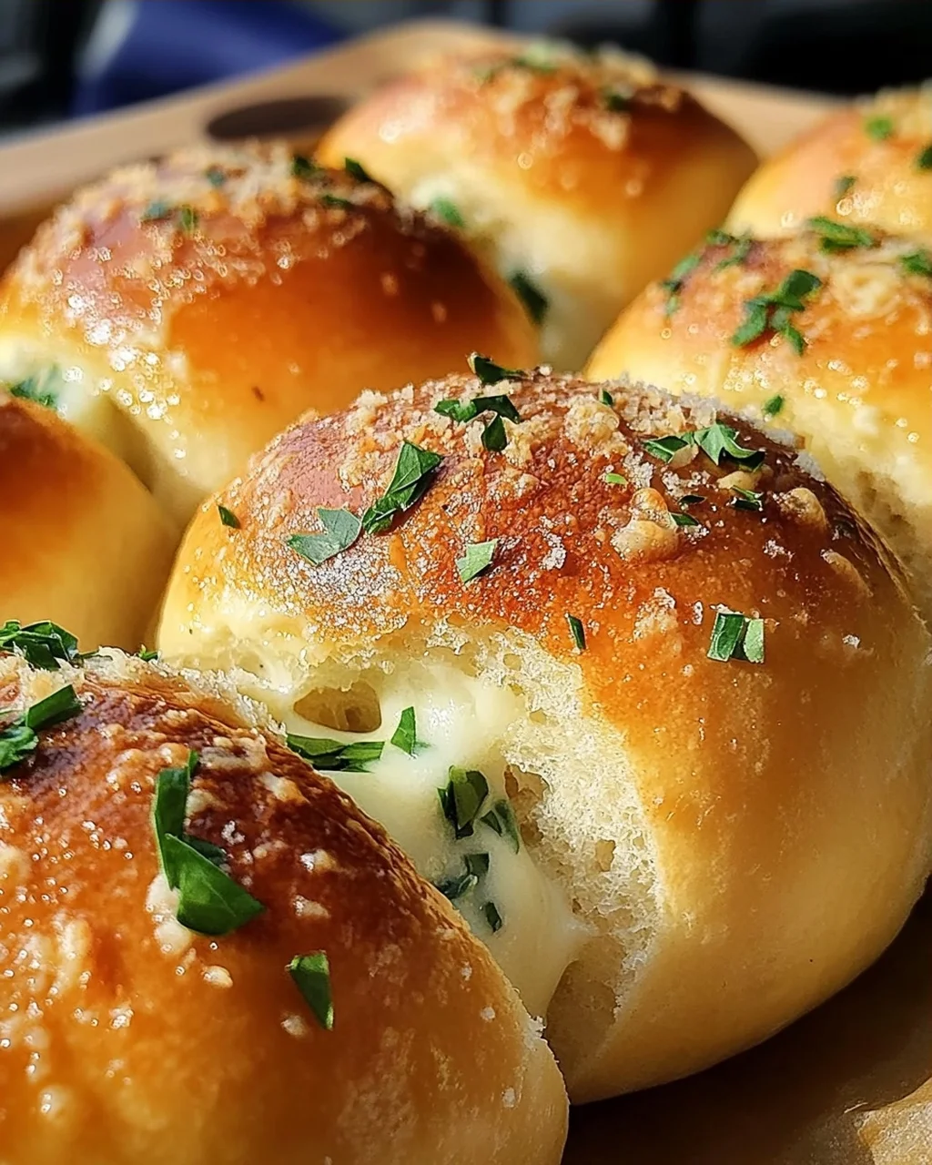Megalecker Knoblauch Brötchen gefüllt mit Mozzarella Käse Rezept