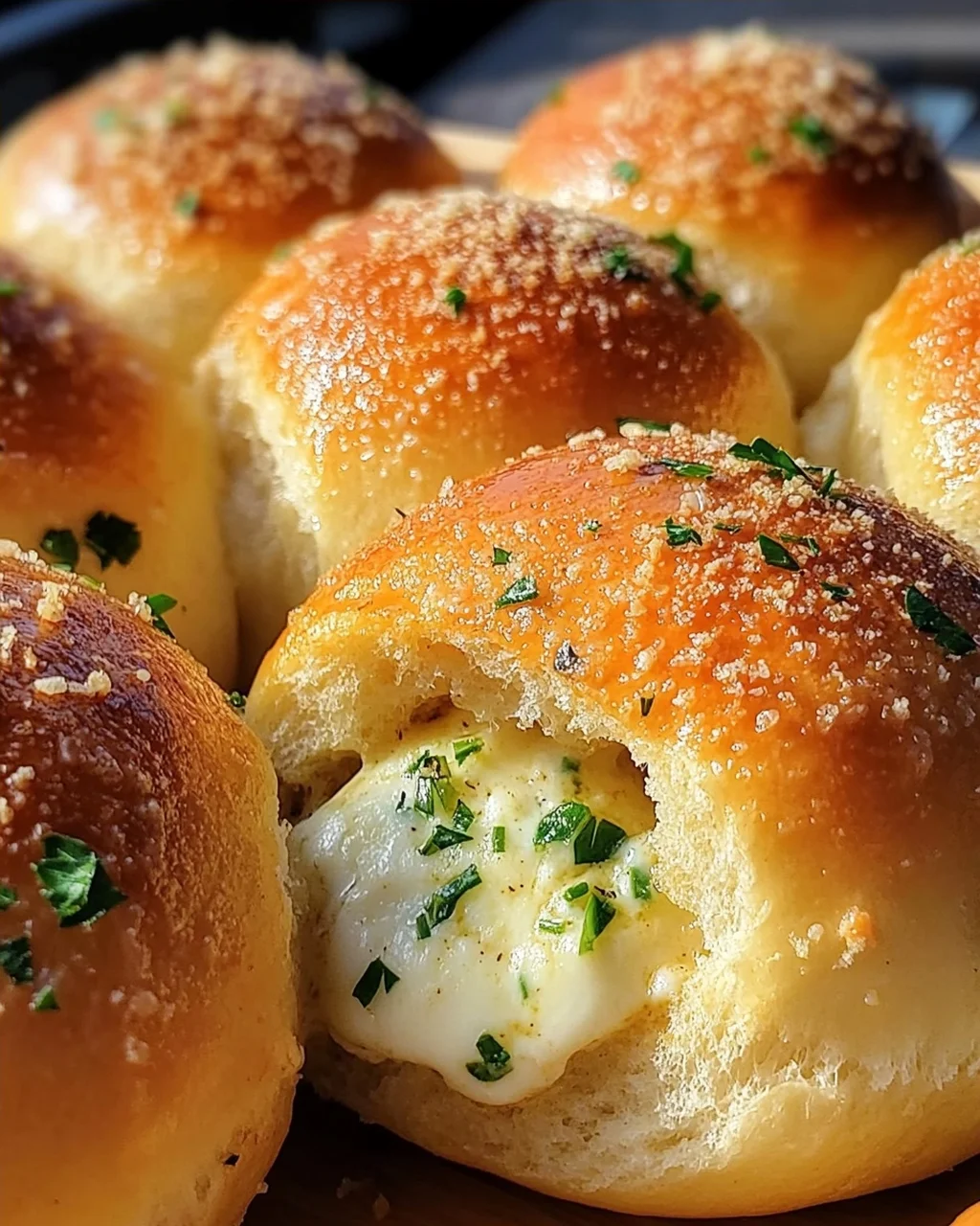 Megalecker Knoblauch Brötchen gefüllt mit Mozzarella Käse Rezept