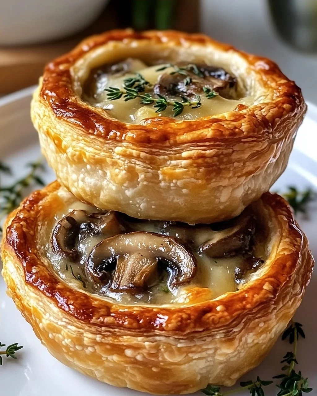 Mini Pilz-Gruyere Pot Pies mit Thymian