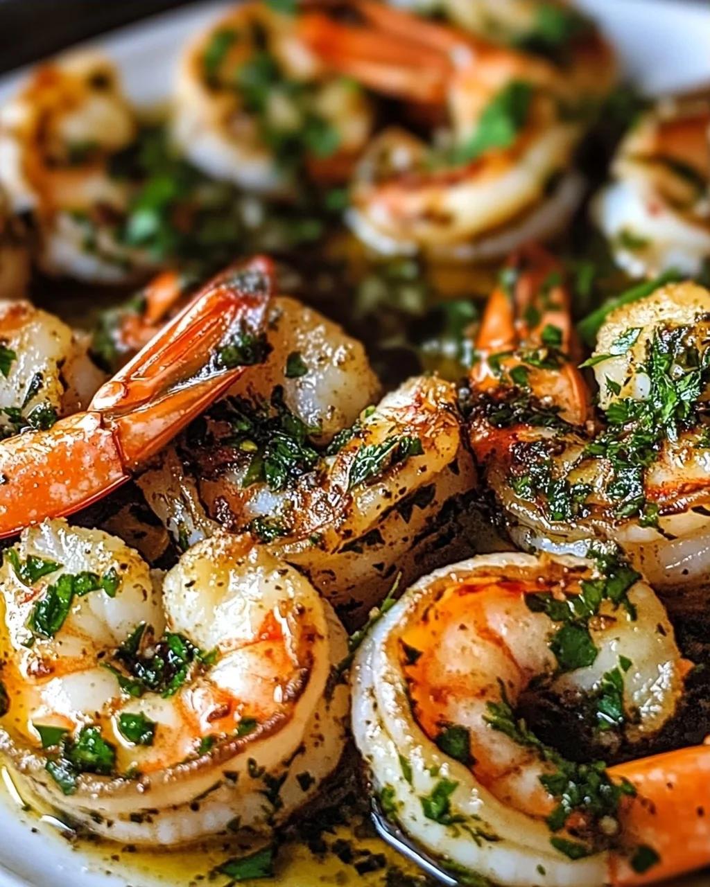 Pfanne gebratene Chimichurri-Garnelen für Genuss