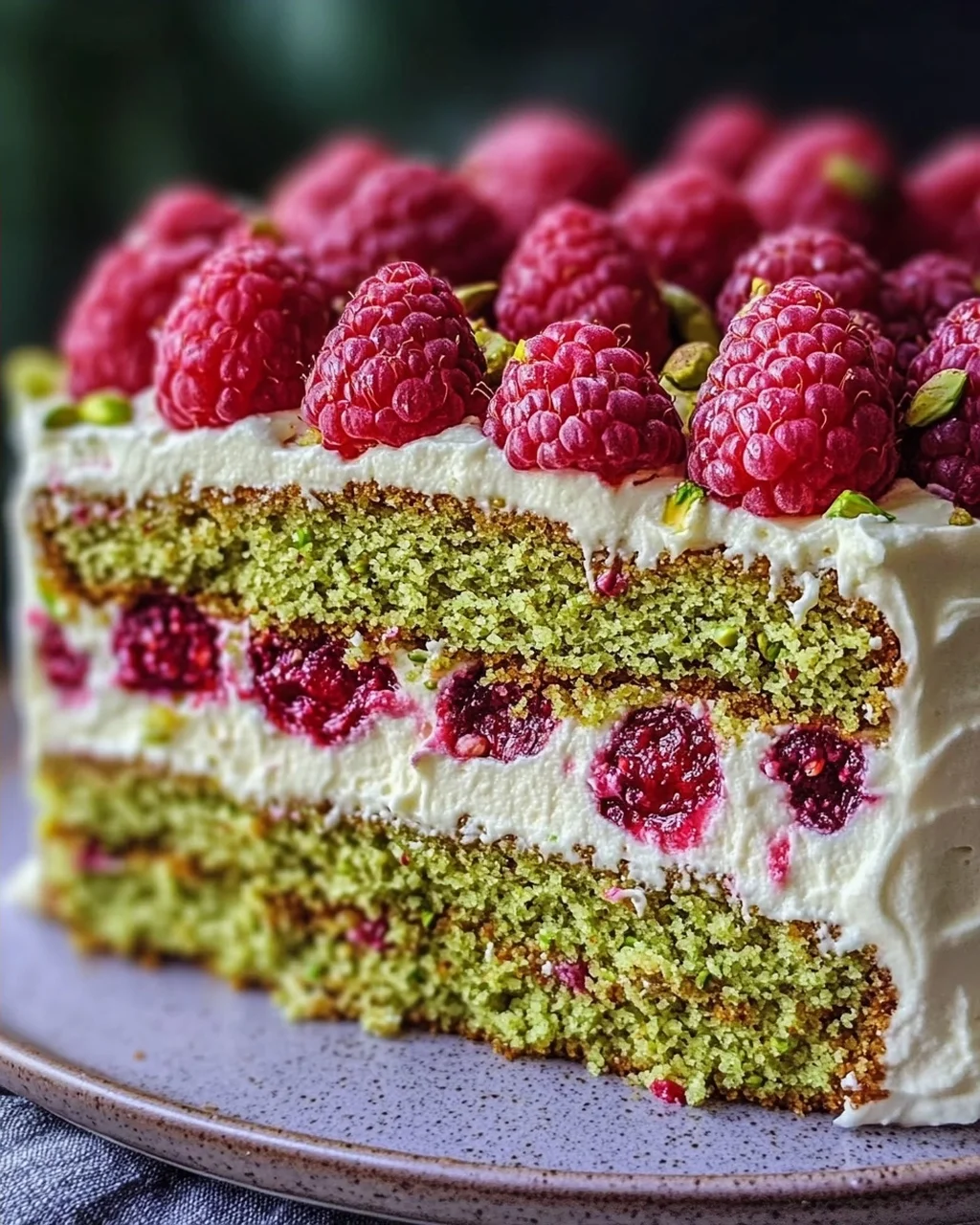 Pistazien-Himbeer-Torte mit Mascarpone-Creme