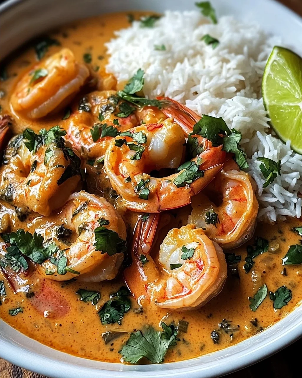 Aromatisches Garnelen Curry mit Kokosmilch und Reis