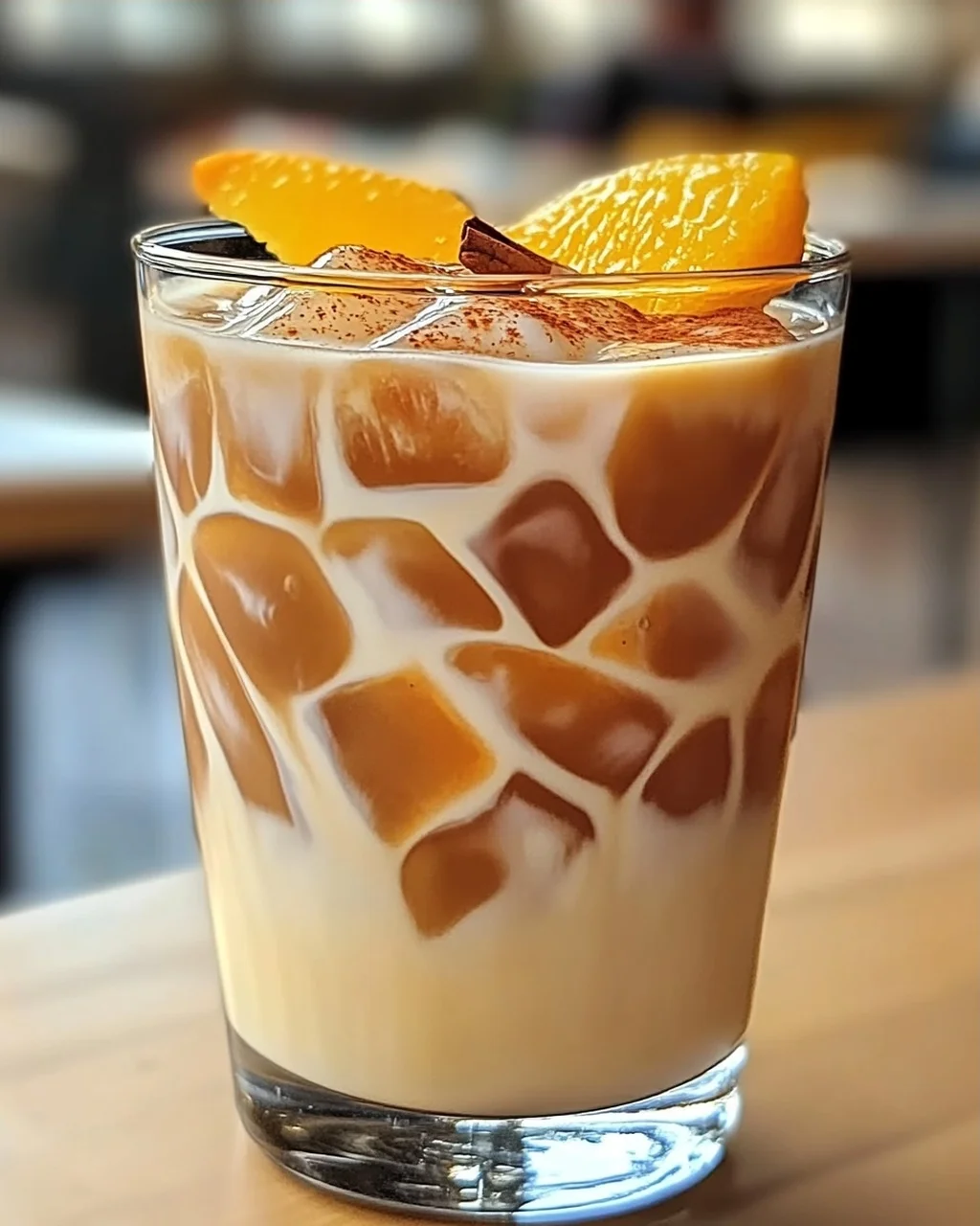 Erfrischender Eiskaffee mit Orange und Zimt für heiße Tage