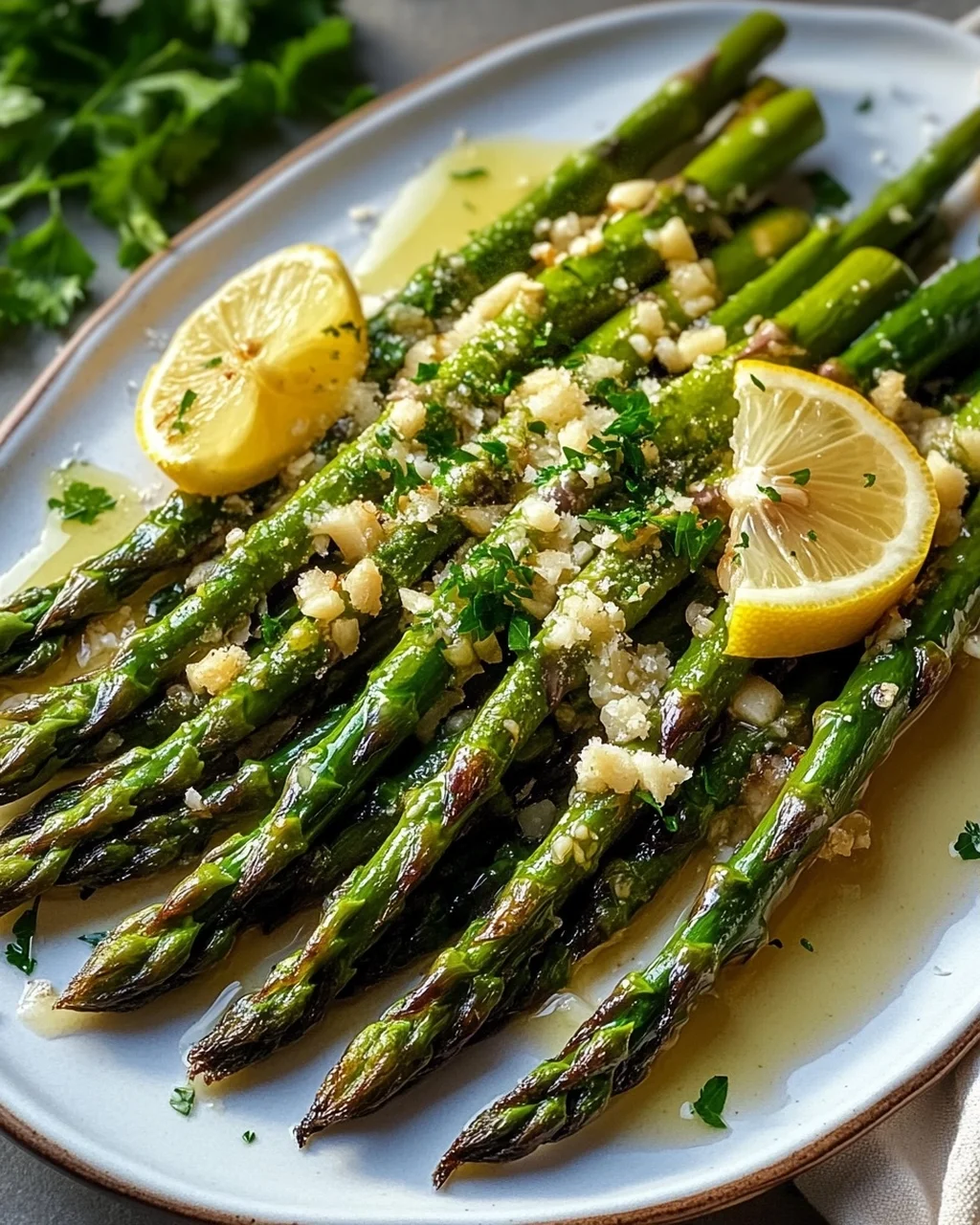 Fried Green Asparagus with Garlic and Lemon Recipe