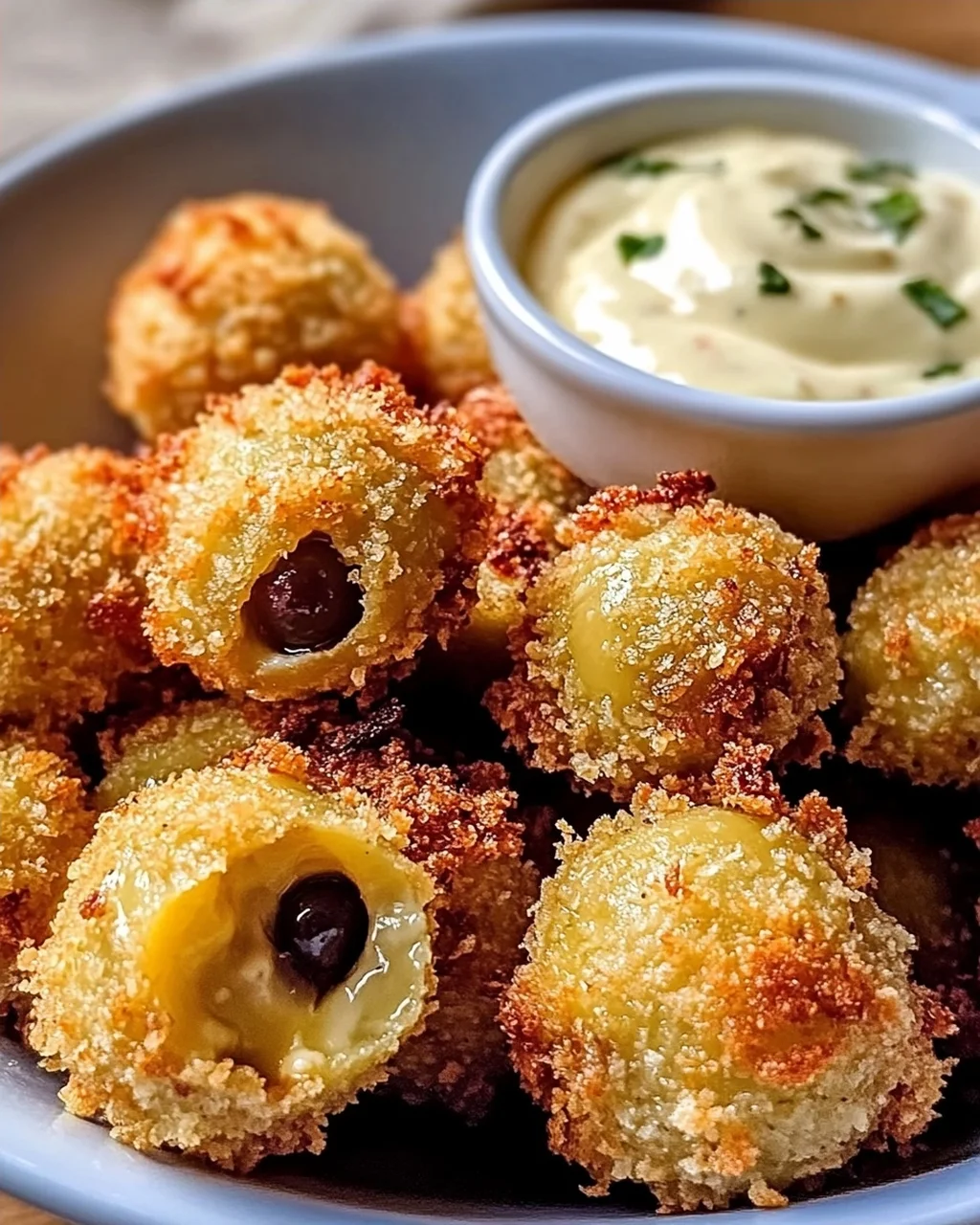 Frittierte Oliven mit Knoblauch-Aioli selbst gemacht
