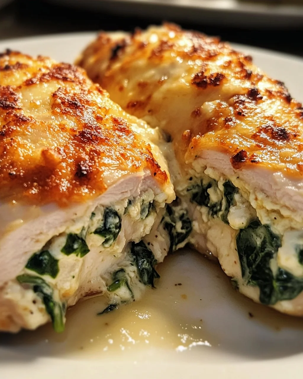 Gefüllte Hähnchenbrust mit Frischkäse und Spinat