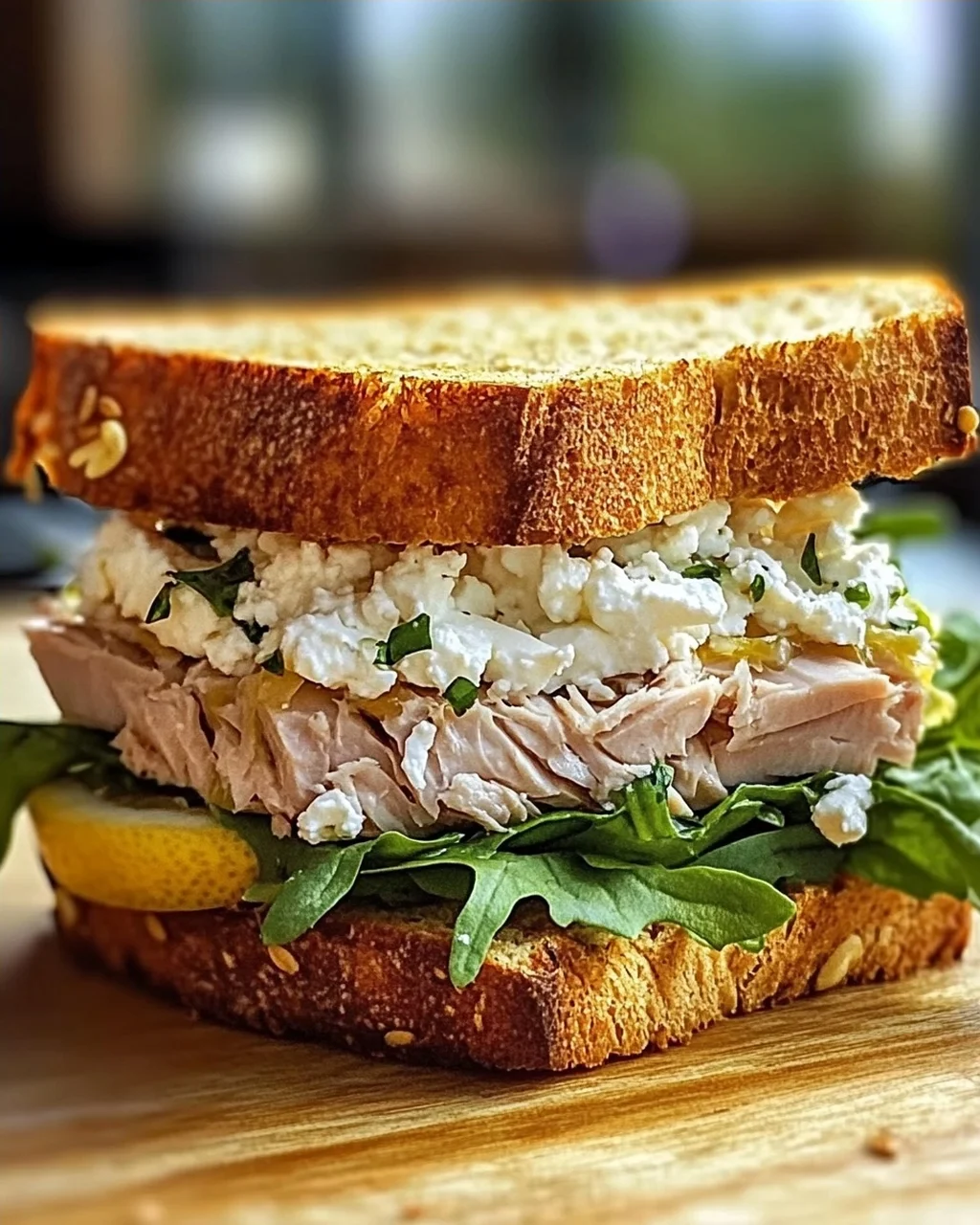 Gegrilltes Thunfisch-Sandwich mit Feta