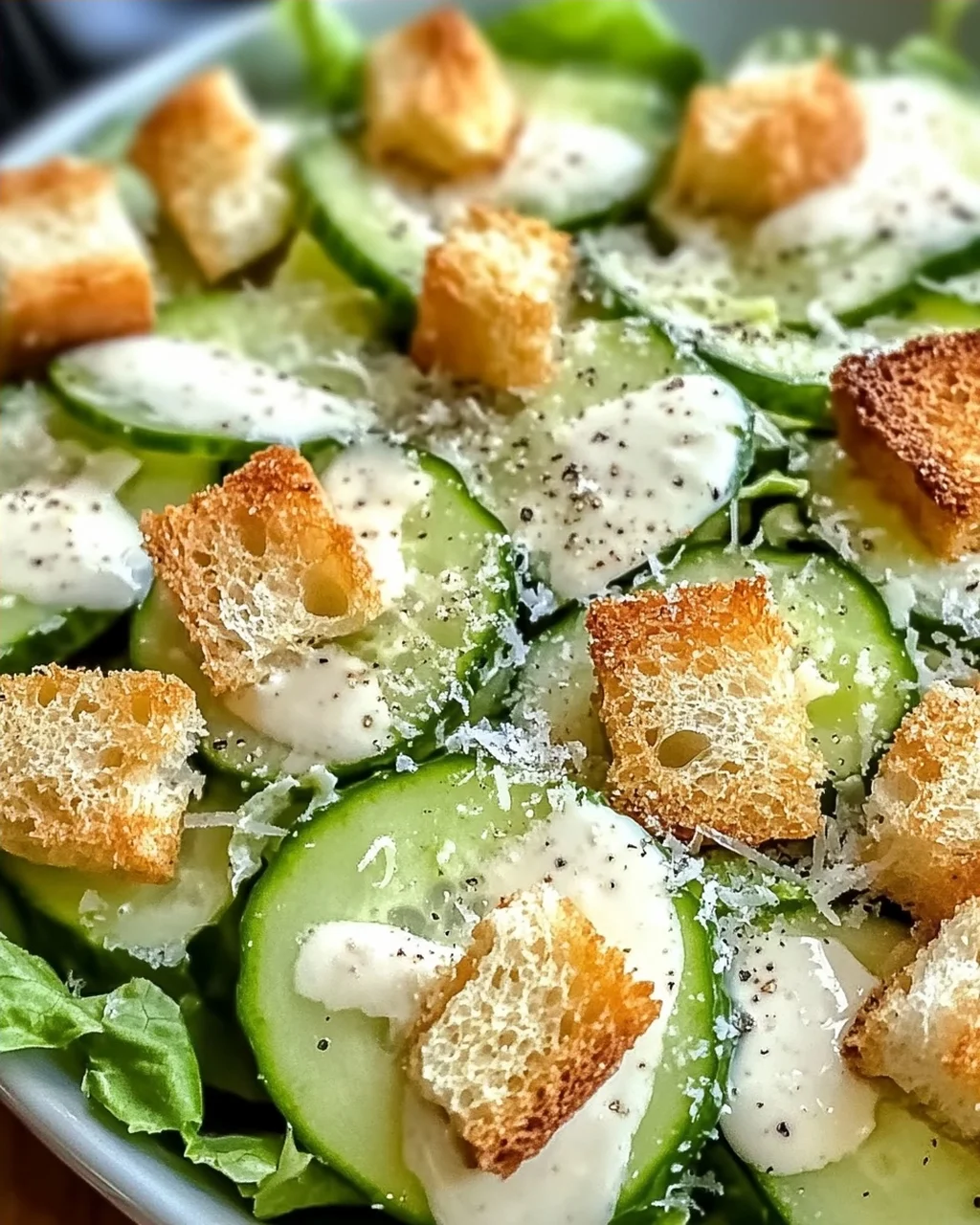 Gurken-Caesar-Salat für heiße Sommertage