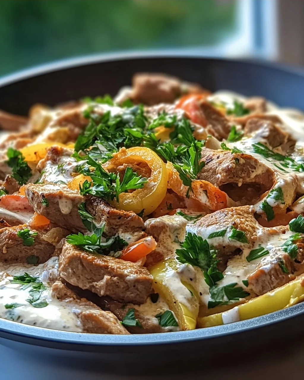 Gyros Pfanne mit Frischkäse: Cremig, würzig & super lecker!