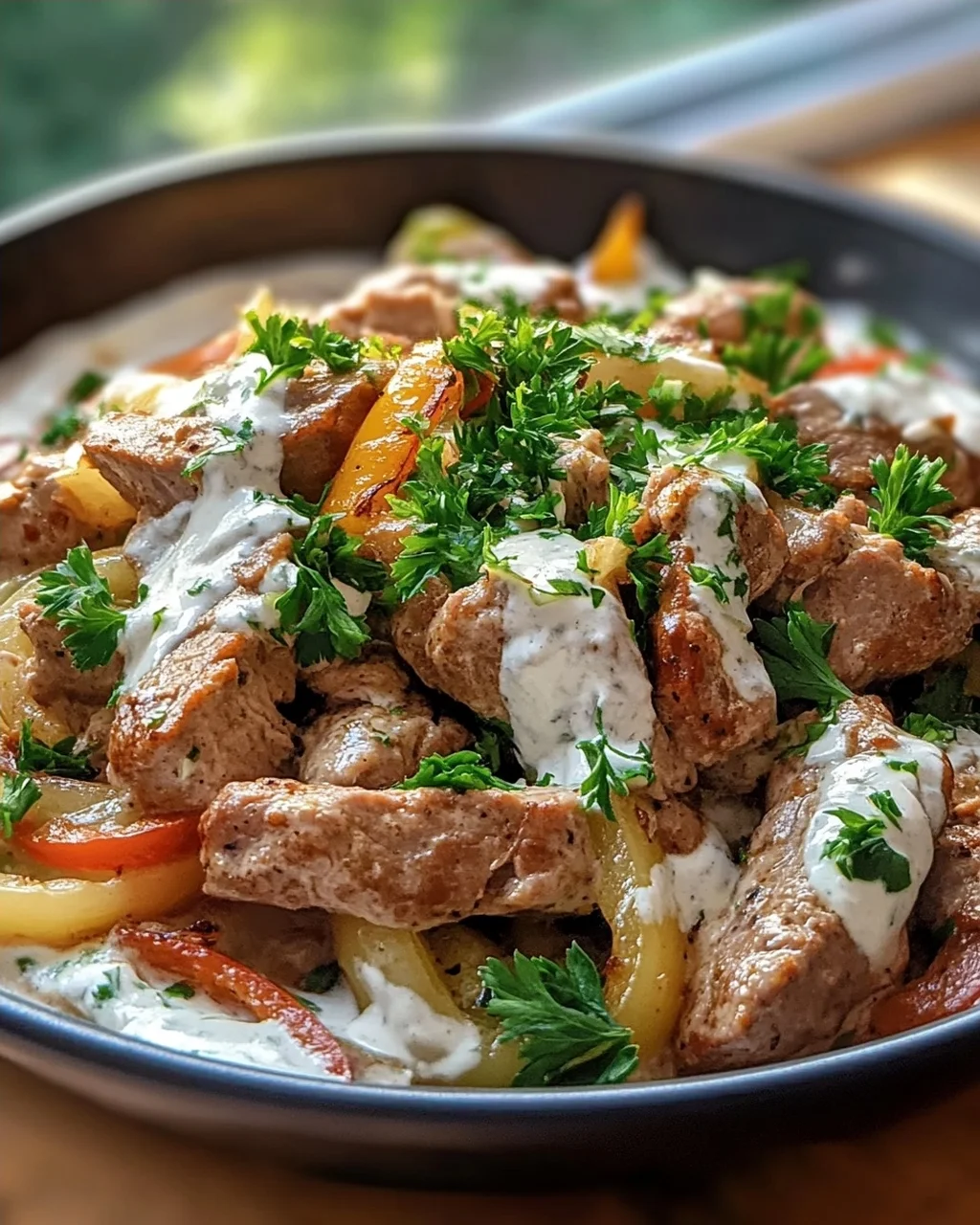 Gyros Pfanne mit Frischkäse: Cremig, würzig & super lecker!