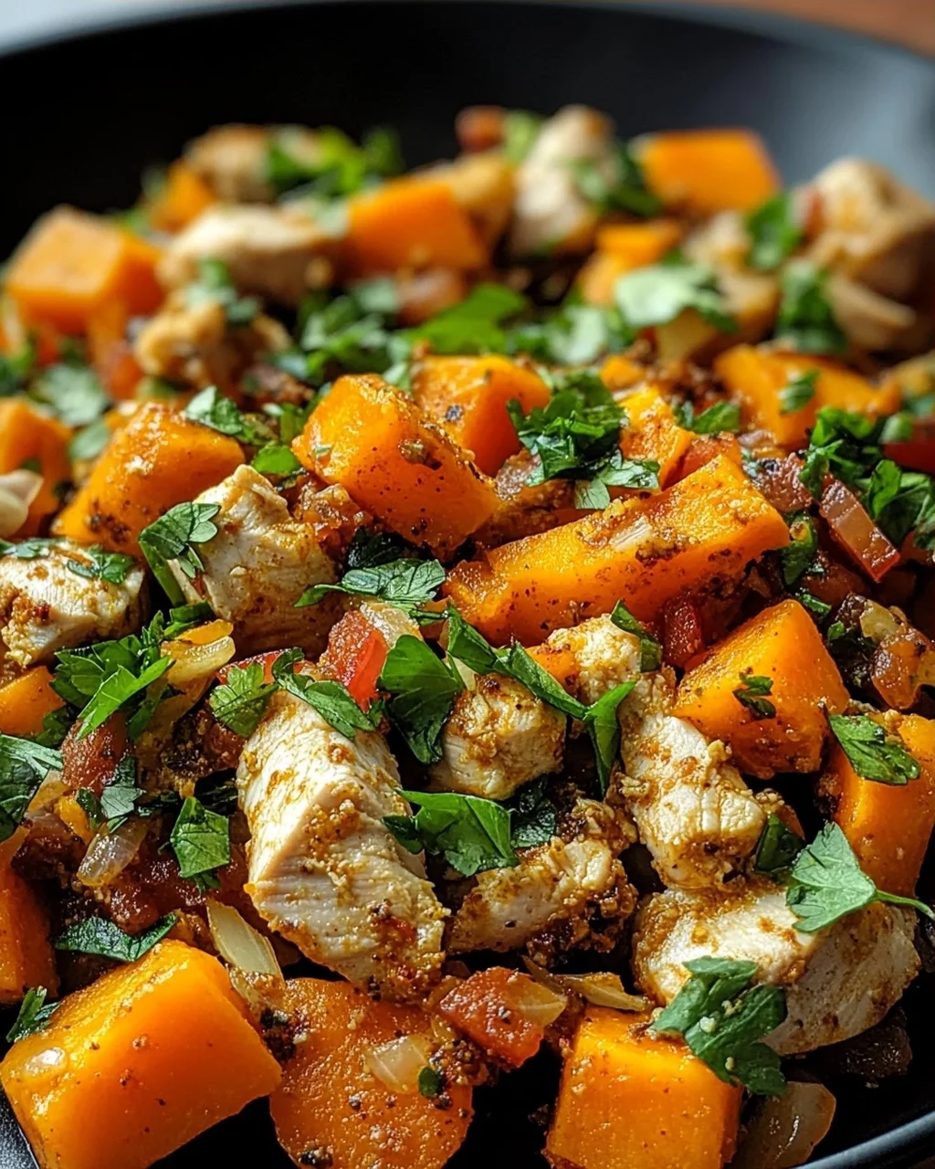 Hackfleisch aus Huhn und Süßkartoffeln