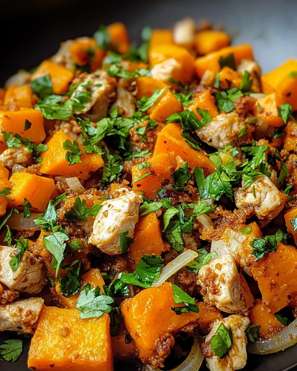 Hackfleisch aus Huhn und Süßkartoffeln