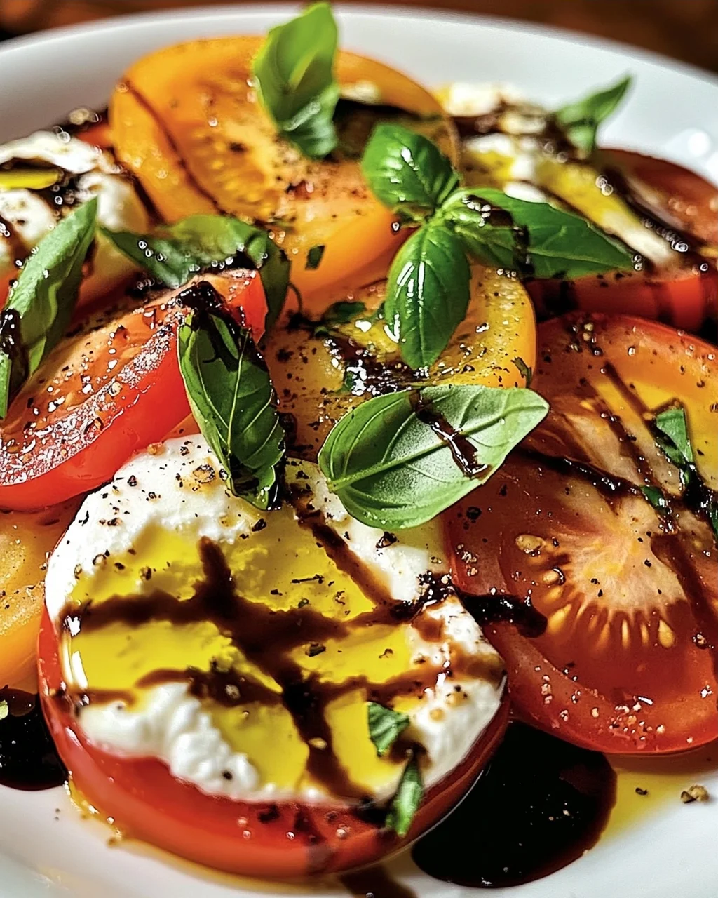 Italienischer Burrata-Caprese-Salat aus Heirloom-Tomaten