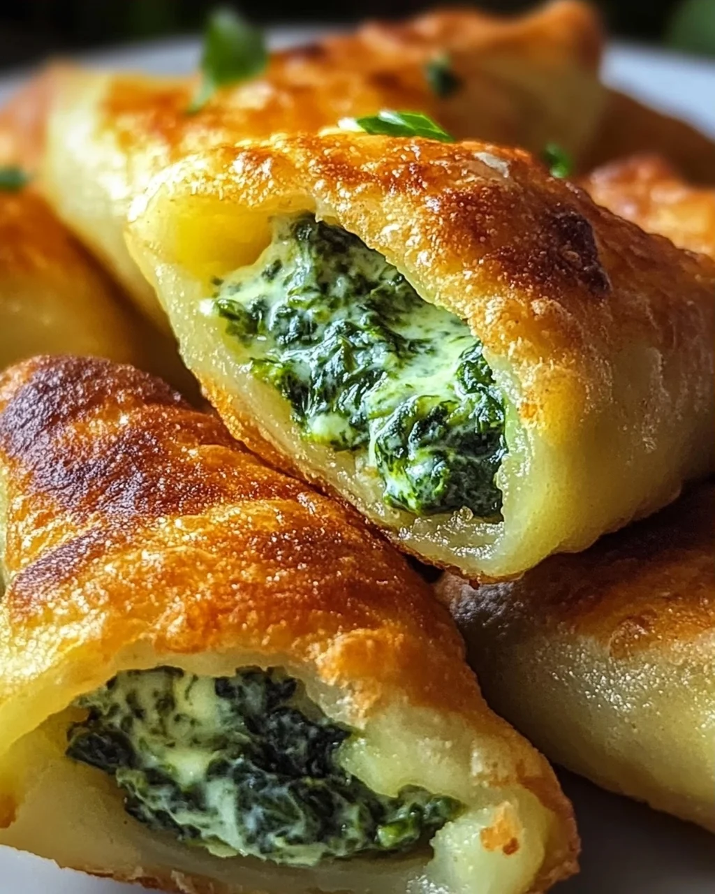 Kartoffeltaschen mit Spinat-Frischkäse-Füllung genießen!