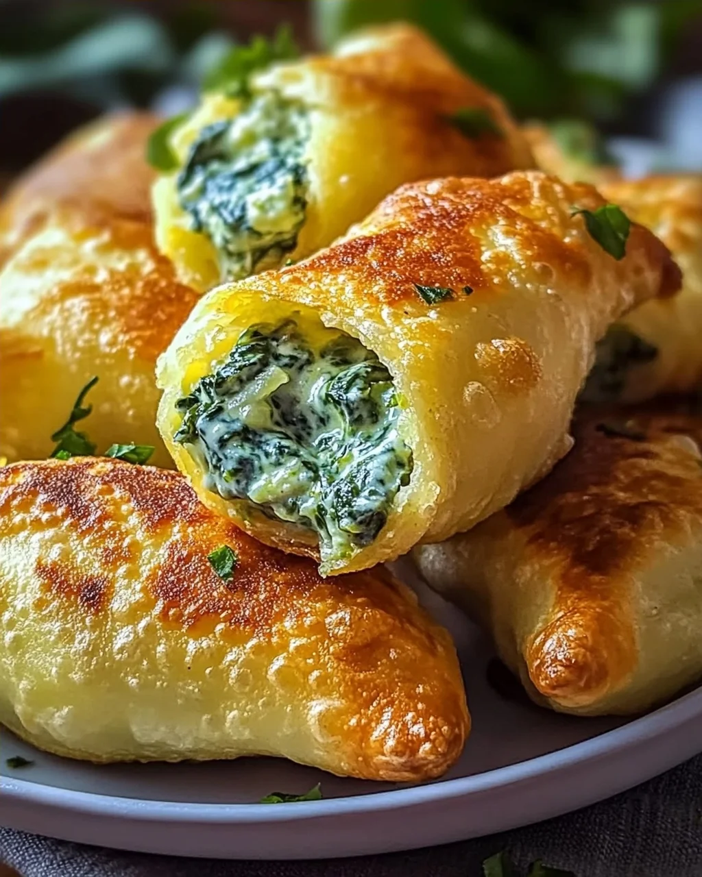 Kartoffeltaschen mit Spinat-Frischkäse-Füllung genießen!