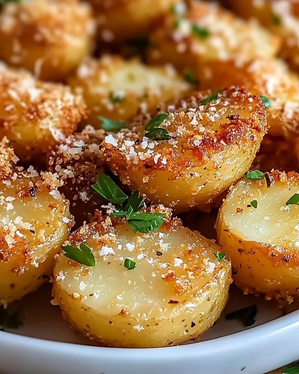 Knoblauch-Parmesan Krustenkartoffeln (Garlic Parmesan Crusted Potatoes)