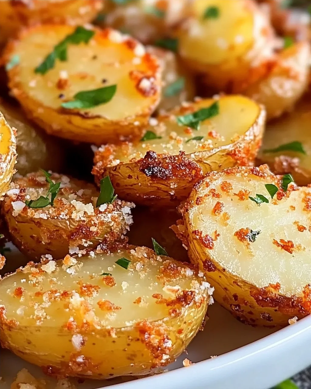 Knoblauch-Parmesan Krustenkartoffeln (Garlic Parmesan Crusted Potatoes)