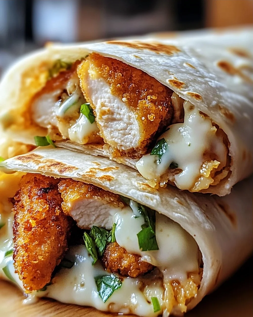 Knusprige, Käsige Knoblauch-Hühnchen-Wraps