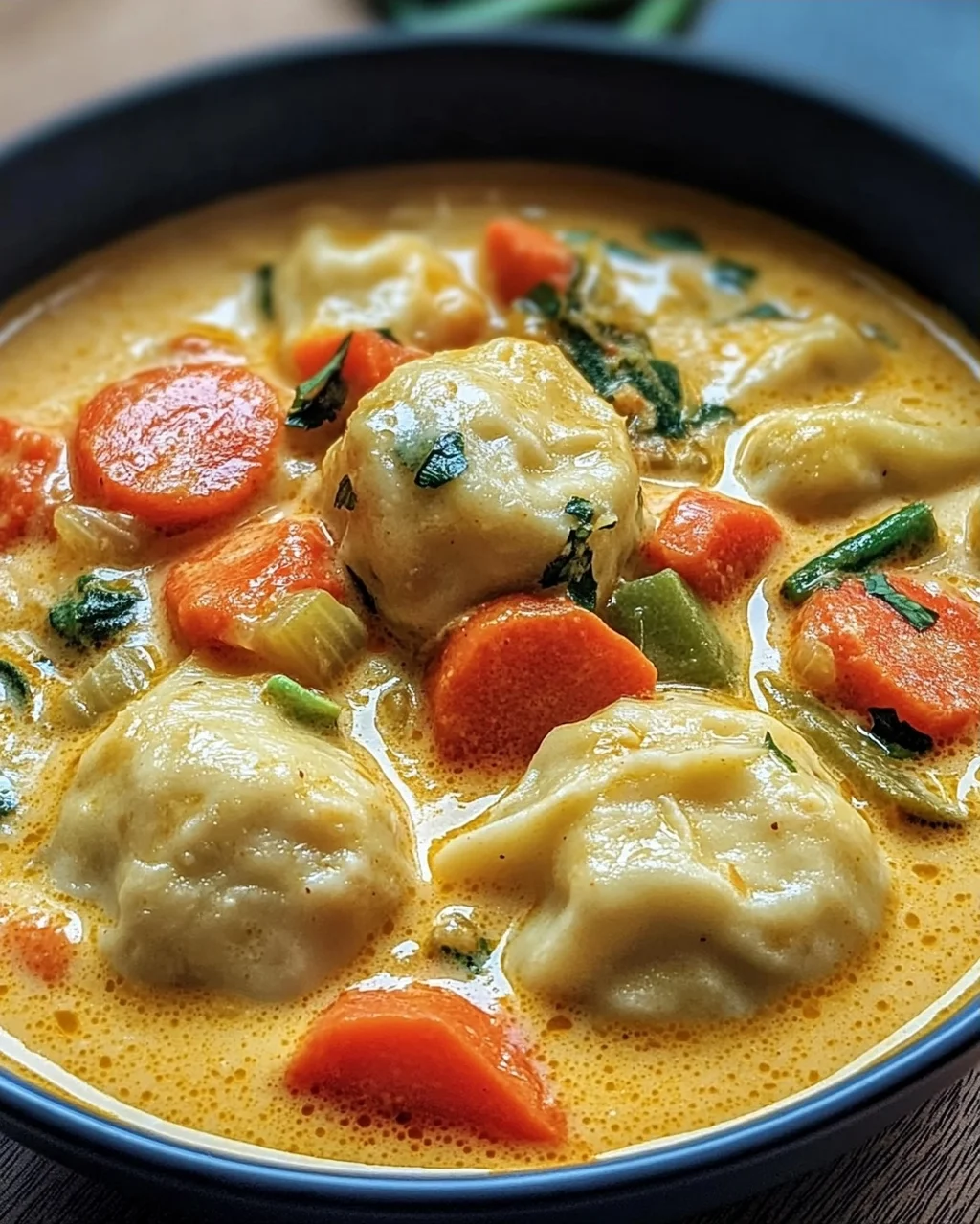 Kokos Curry Suppe mit Dumplings