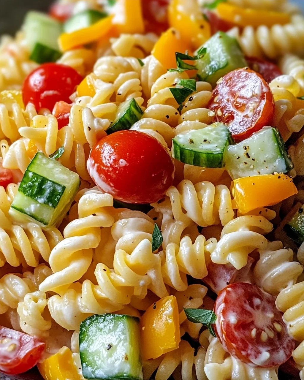 Leichter Nudelsalat mit Joghurt-Dressing