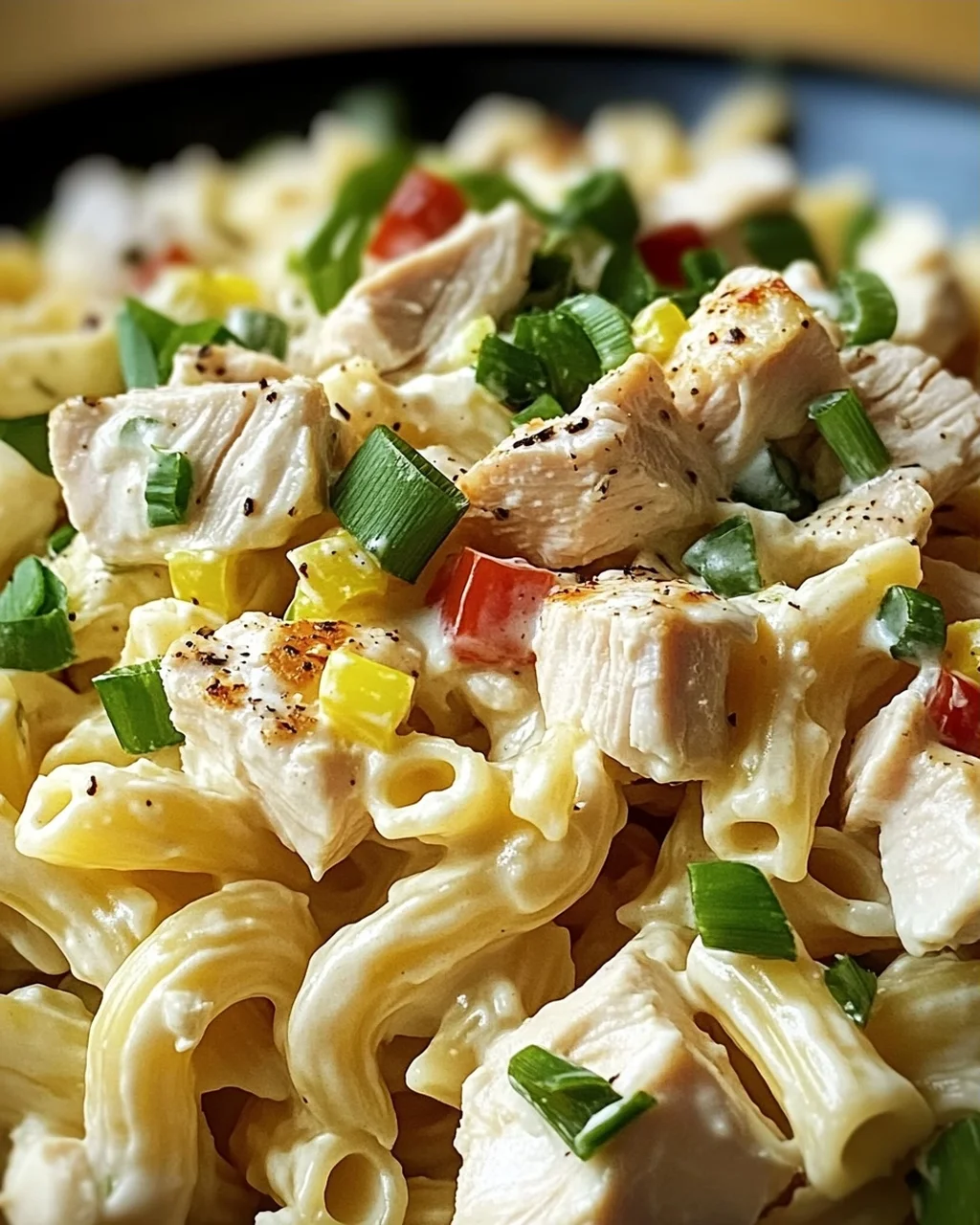Nudel-Hähnchensalat mit Frühlingszwiebeln
