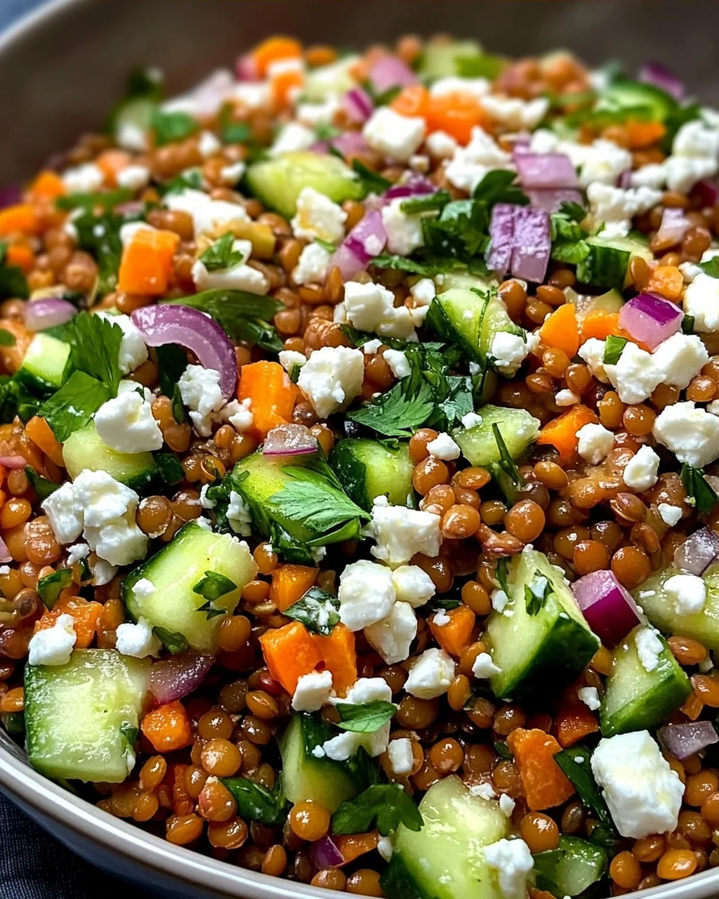Orientalischer Rote Linsensalat mit Feta einfach genießen!
