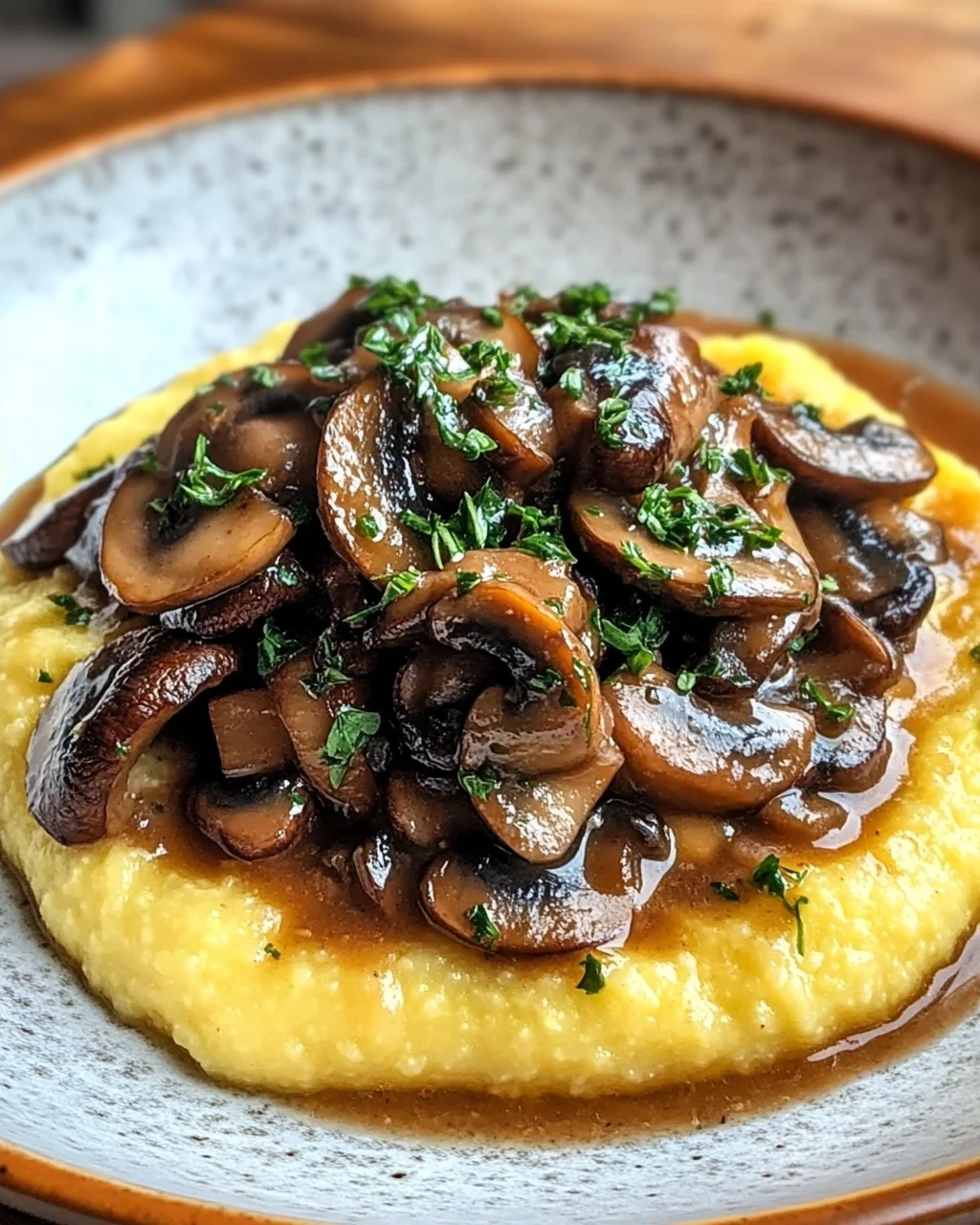 Pilzragout auf Parmesan-Polenta