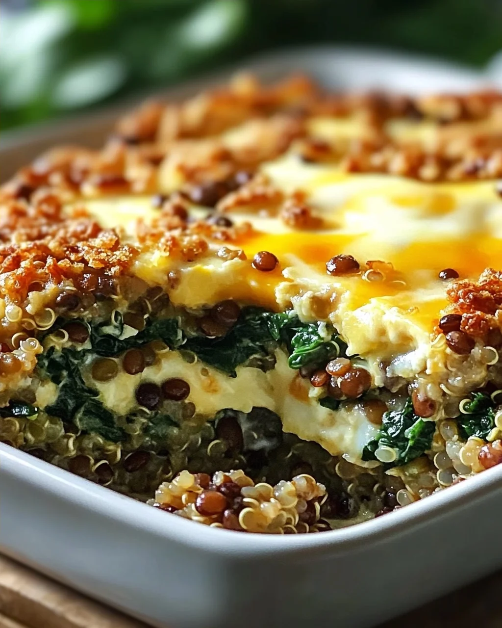 Quinoa Linsen Spinat Auflauf