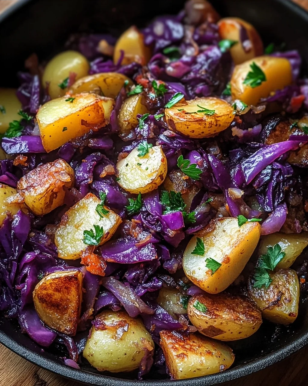 Rotkohl Pfanne mit Kartoffeln