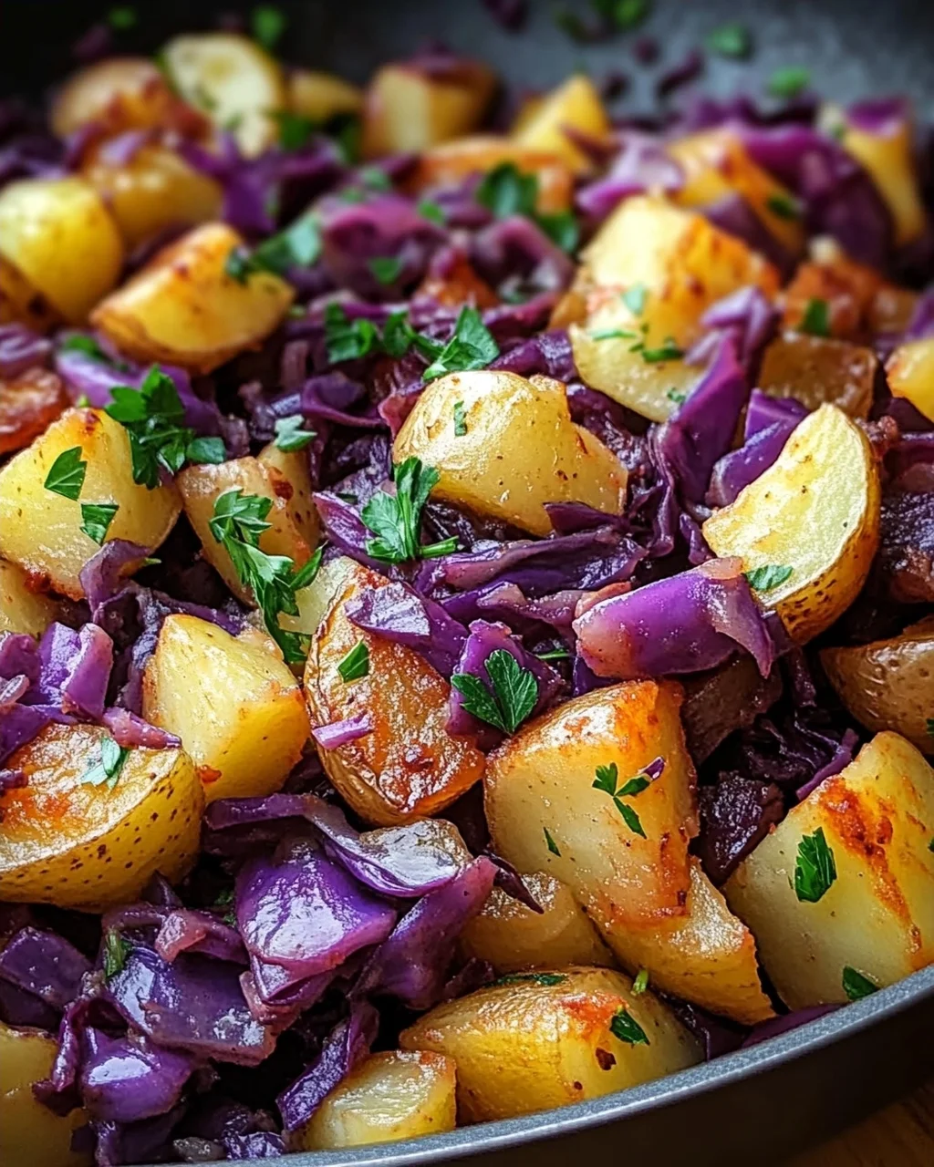 Rotkohl Pfanne mit Kartoffeln