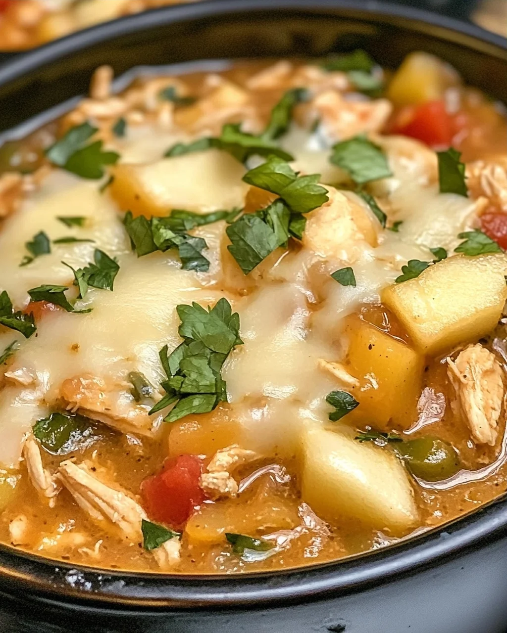 Weißer Cheddar Apfel Hähnchen Chili für den Herbst