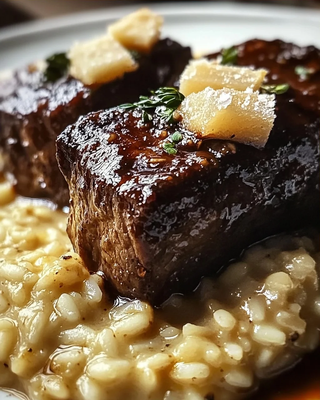 Zarte Rinderbrust in Cola mit cremigem Parmesan-Risotto